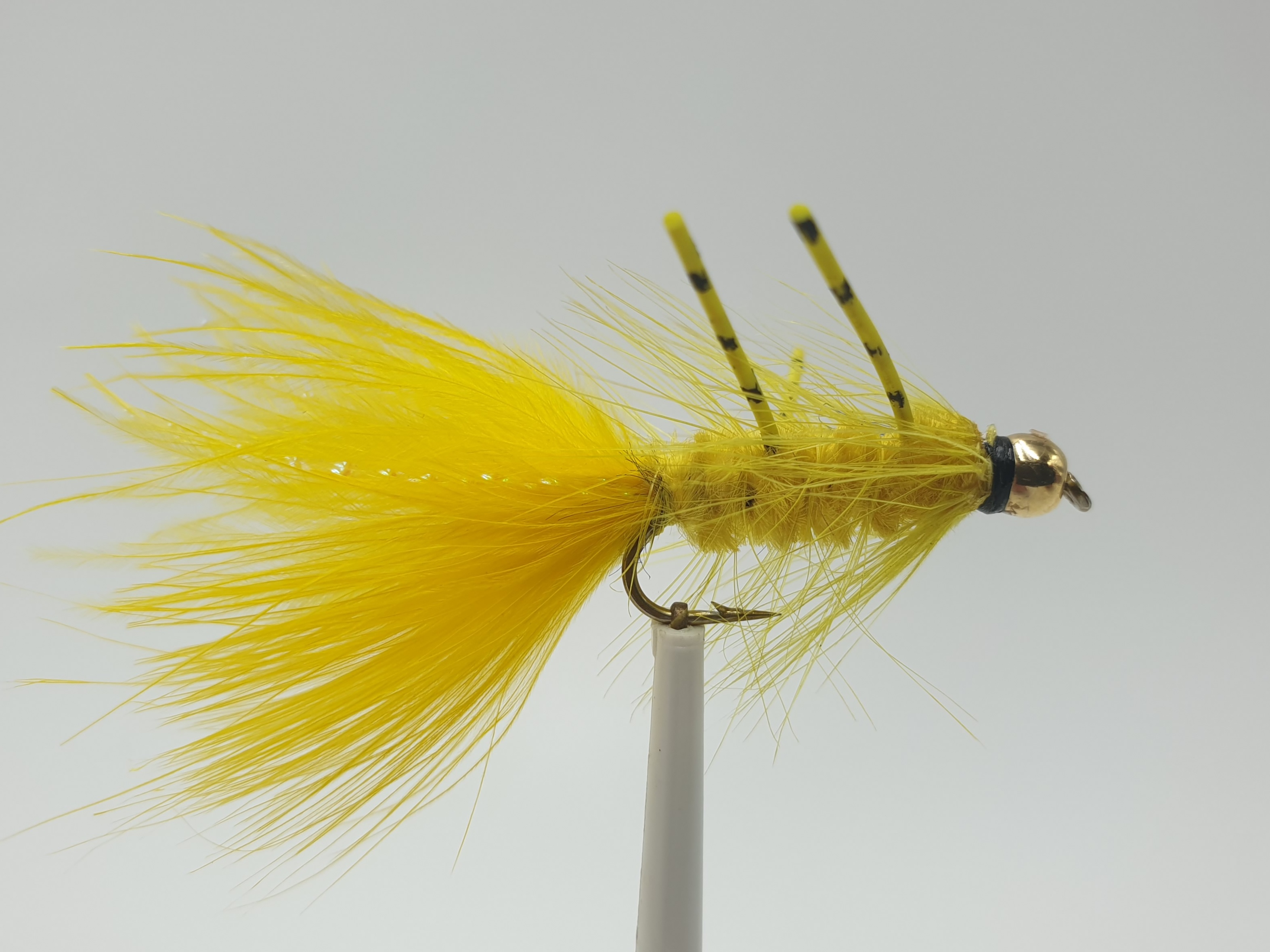 Size 10 Wooly Bugger Yellow Rubber Legs Bead Head