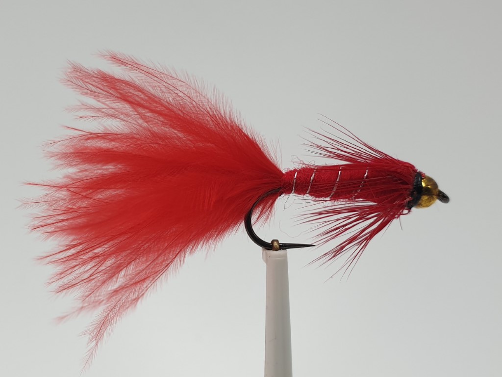 Size 10 Damsel Red Bead Head Barbless