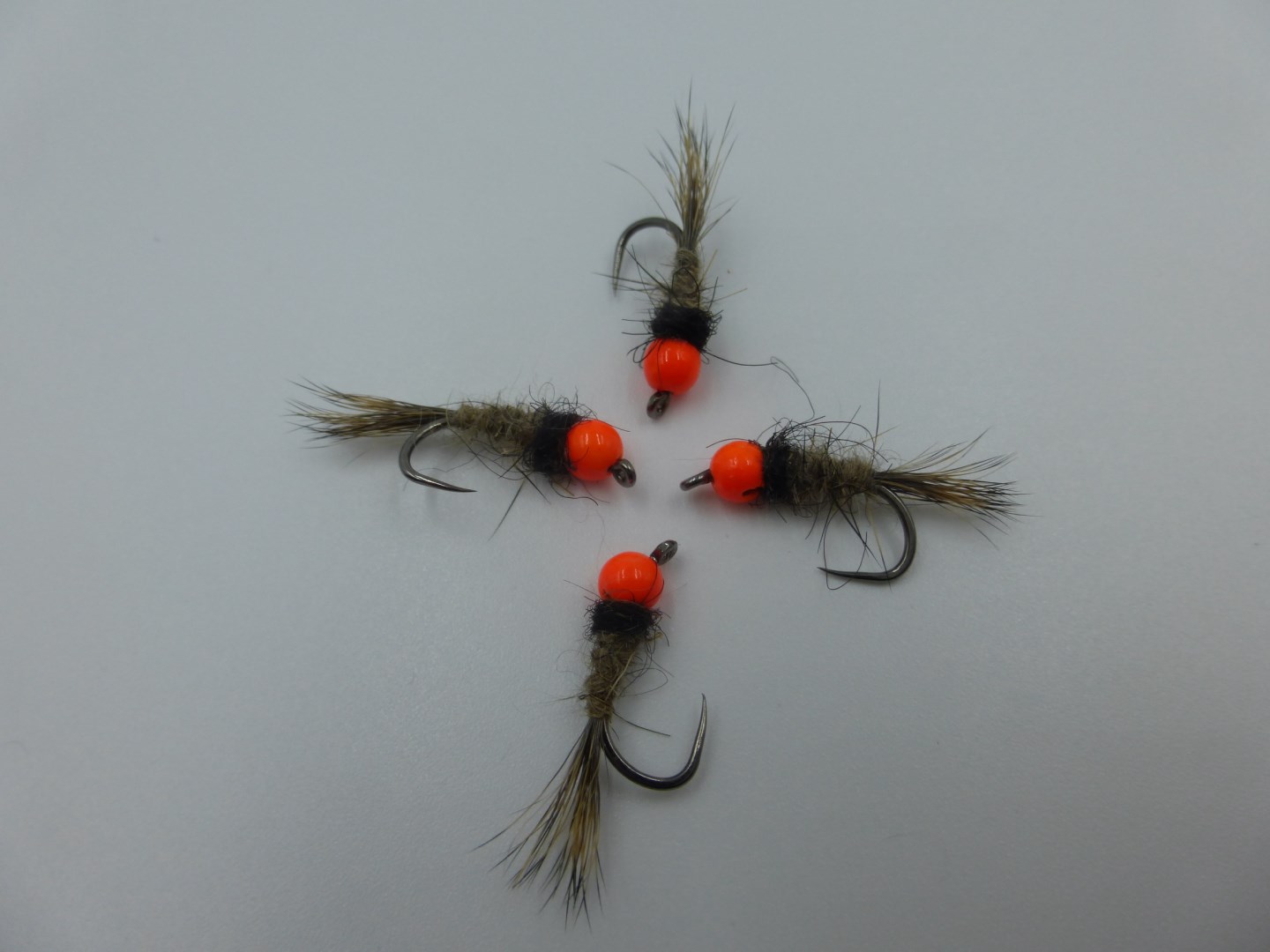 Size 18 Tungsten - Hare,s Ear Fluo Orange - Barbless