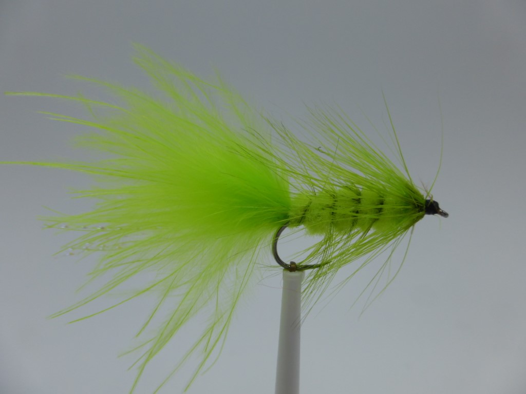 Size 10 Wooly Bugger Chartreuse Barbless