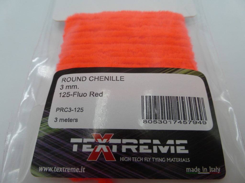 Textreme Round Chenille 3 mm - 125 Fluo Red