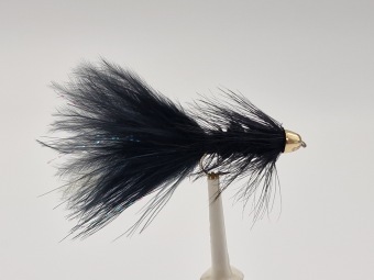 Size 10 Black Conehead Wooly Bugger Barbless