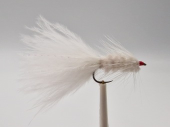 Size 10 Wooly Bugger White Red Head Barbless