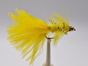 Size 10 Wooly Bugger Yellow Rubber Legs BH Barbless