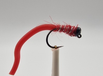 Size 10 Black Tungsten Squirmy Wine Red Barbless