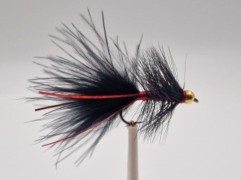 Size 10 Shrek Black Red Bead Head Barbless