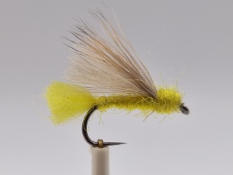 Size 10 Late October Caddis Yellow Barbless