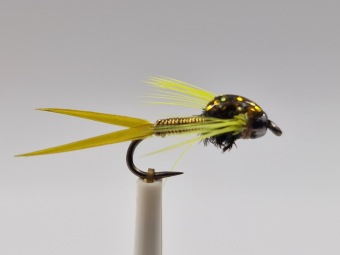Size 12 Copper John Yellow Black Nickle Bead Head Barbless