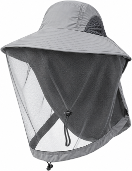 A&M Mosquito Head Net Hat Light Grey