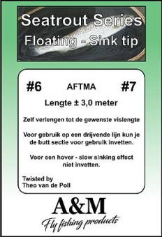 Theo van de Poll Twisted Leader Sea Trout 300 cm Float Sink Tip - # 6-7