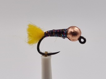 Size 12 Tungsten Rainbow Copper Yellow Barbless