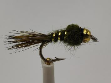 Size 14 Hare's Ear Olive Bead Head