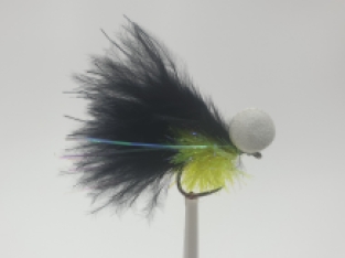 Size 10 Booby Black/Flash Barbless