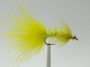 Size 10 Crystal Bugger Fluo Yellow Bead Head Barbless