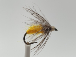 Size 10 Yellow Sparkle Soft Hackle Wet Barbless