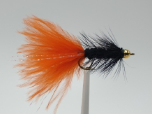Size 10 Wooly Bugger Black/Orange Bead Head