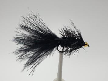 Size 10 Wooly Bugger Black Rubber Legs BH Barbless