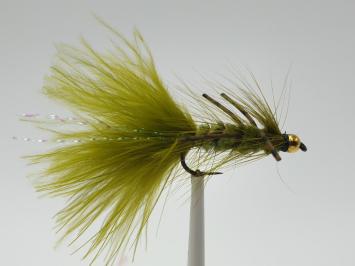 Size 10 Wooly Bugger Olive Rubber Legs BH Barbless