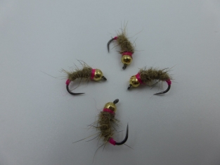 Size 14 Tungsten Hare,s Ear Pink Barbless