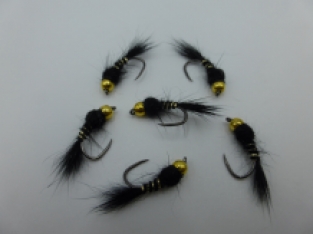 Size 14 Hare,s Ear Black Bead Head Barbless