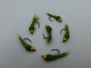 Size 14 Hare,s Ear Olive Bead Head Barbless