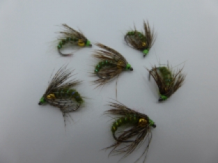 Size 14 Holy Grail Olive Bead Head  Barbless