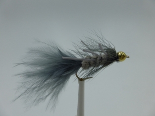 Size 10 Wooly Bugger Grey Rubber Legs Bead Head