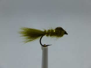 Size 12 Hare,s Ear Olive Barbless