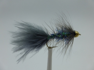 Size 10 Crystal Bugger Grey Bead Head