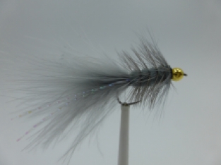 Size 10 Wooly Bugger Grey Bead Head  Barbless