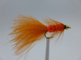 Size 10 Wooly Bugger Orange Bead Head Barbless