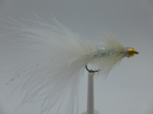 Size 10 Crystal Bugger White Bead Head  Barbless