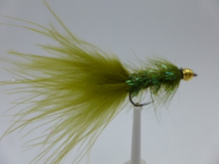 Size 10 Crystal Bugger Olive Bead Head  Barbless