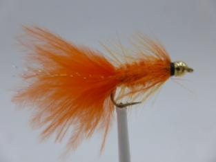 Size 10 Wooly Bugger Fluo Orange Bead Head