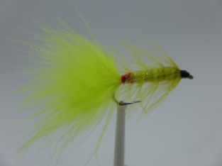 Size 10  Wooly bugger Fluo Yellow red bud Barbless
