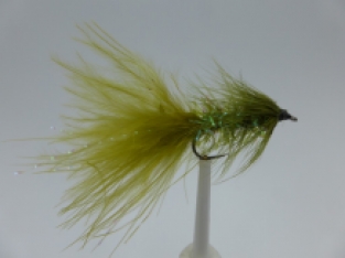 Size 10 Crystal Bugger Olive Barbless