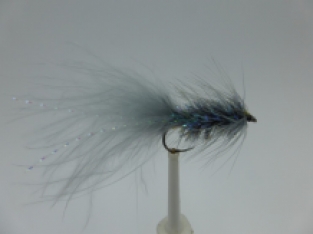 Size 10 Crystal Bugger Grey Barbless