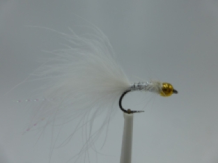 Size 10 Damsel White Bead Head Barbless