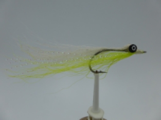 Size 6 Clouser Minnow White/Yellow Green