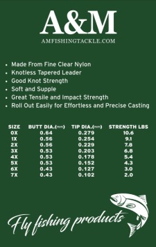 A&M 9 ft Tapered leader 0X